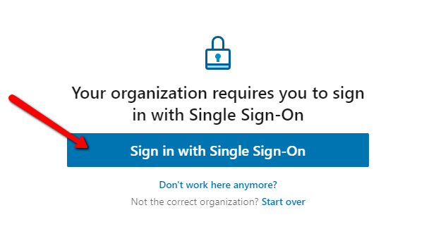 Larger version of image displaying Single Sign on Button to be pressed