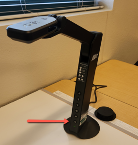 power button location on document camera